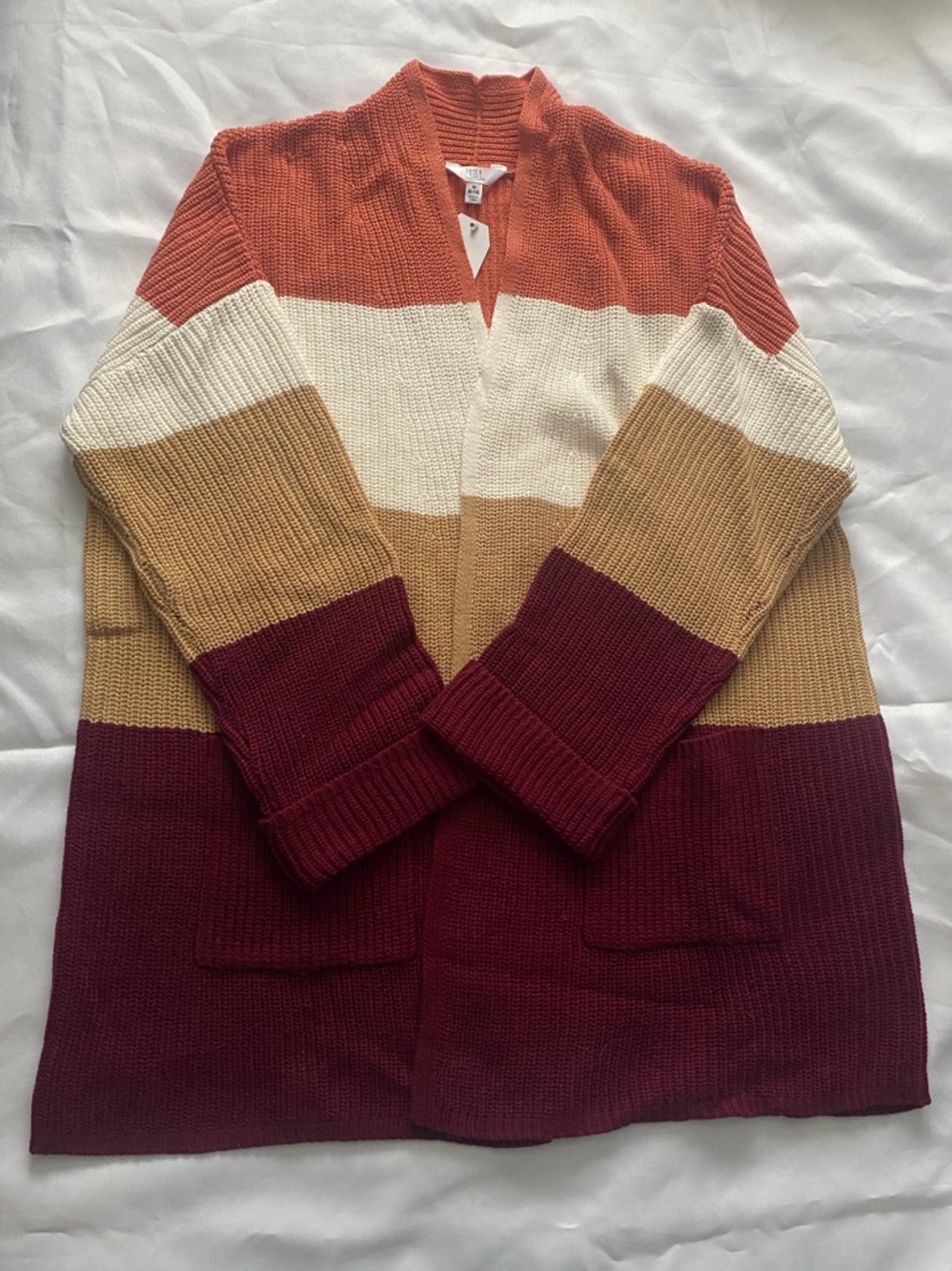Time and Tru Striped Open Cardigan Size Medium NWT - Picture 2 of 5